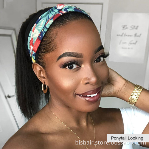 Headband human hair wigs for black women Peruvian straight hair headband wig,curly women ponytail headband wigs human hair